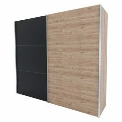 BAUHAUS Express Möbel Schwebetürenschrank Swift B X T X H: 250 X 68 X 216 Cm, Ohne Spiegel, Ohne Zubehör, Farbe Front: Basalt/Eiche Jackson, Farbe Korpus: Eiche Jackson