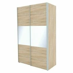 BAUHAUS Express Möbel Schwebetürenschrank Stars B X T X H: 150 X 68 X 236 Cm, Farbe Griff: Aluminiumfarben, Farbe Front: Eiche Sonoma/Weißglas, Farbe Korpus: Eiche Sonoma