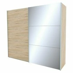 BAUHAUS Express Möbel Schwebetürenschrank Stars B X T X H: 250 X 68 X 216 Cm, Farbe Griff: Aluminiumfarben, Farbe Front: Eiche Sonoma/Spiegel, Farbe Korpus: Eiche Sonoma