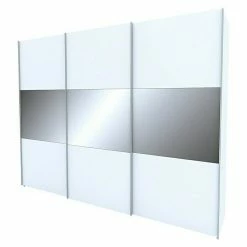 BAUHAUS Express Möbel Schwebetürenschrank Stars B X T X H: 300 X 68 X 236 Cm, Farbe Griff: Aluminiumfarben, Farbe Front: Weiß/Grauspiegel, Farbe Korpus: Weiß