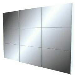 BAUHAUS Express Möbel Schwebetürenschrank Stars B X T X H: 300 X 68 X 216 Cm, Farbe Griff: Aluminiumfarben, Farbe Front: Spiegel, Farbe Korpus: Weiß