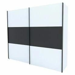 BAUHAUS Express Möbel Schwebetürenschrank Stars B X T X H: 250 X 68 X 216 Cm, Farbe Griff: Graphitfarben, Farbe Front: Weiß/Graphit, Farbe Korpus: Weiß