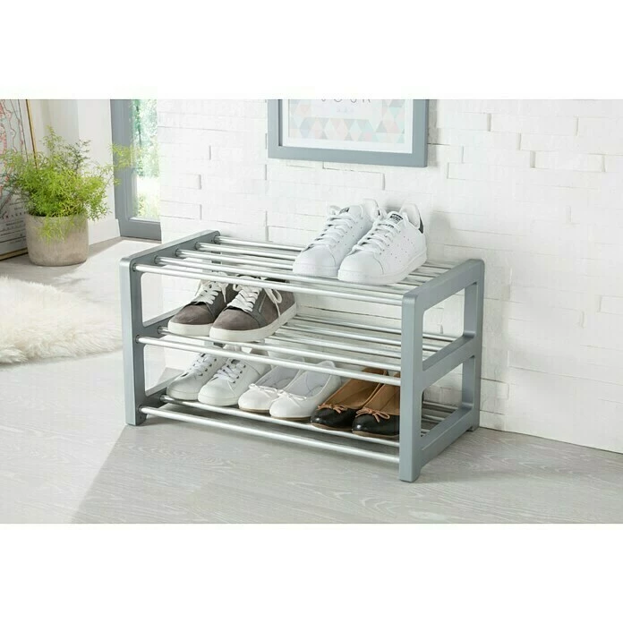 BAUHAUS Ruco Schuhregal Trend L X B X H: 60 X 33 X 32 Cm, Silber, Anzahl Böden: 3 Stk. 4 BAUHAUS Ruco Schuhregal Trend L X B X H: 60 X 33 X 32 Cm, Silber, Anzahl Böden: 3 Stk. – Bild 2