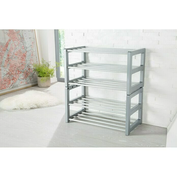 BAUHAUS Ruco Schuhregal Trend L X B X H: 60 X 33 X 32 Cm, Silber, Anzahl Böden: 3 Stk. 5 BAUHAUS Ruco Schuhregal Trend L X B X H: 60 X 33 X 32 Cm, Silber, Anzahl Böden: 3 Stk. – Bild 3