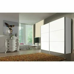 BAUHAUS Express Möbel Schwebetürenschrank Stars B X T X H: 250 X 68 X 236 Cm, Farbe Griff: Aluminiumfarben, Farbe Front: Weiß, Farbe Korpus: Weiß -Schränke Möbel Mall 12 1378