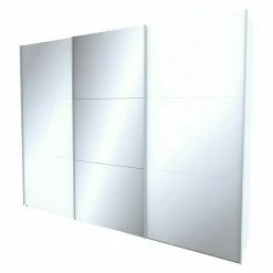 BAUHAUS Express Möbel Schwebetürenschrank Stars B X T X H: 300 X 68 X 236 Cm, Farbe Griff: Aluminiumfarben, Farbe Front: Weißglas/Spiegel, Farbe Korpus: Weiß