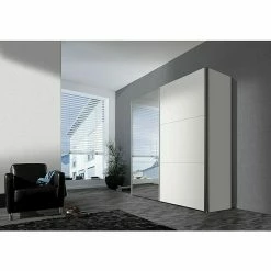 BAUHAUS Express Möbel Schwebetürenschrank Stars B X T X H: 200 X 68 X 216 Cm, Farbe Griff: Aluminiumfarben, Farbe Front: Weiß/Spiegel, Farbe Korpus: Weiß -Schränke Möbel Mall 12 1437