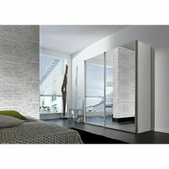 BAUHAUS Express Möbel Schwebetürenschrank Stars B X T X H: 200 X 68 X 236 Cm, Farbe Griff: Aluminiumfarben, Farbe Front: Spiegel, Farbe Korpus: Weiß -Schränke Möbel Mall 12 1499