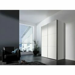 BAUHAUS Express Möbel Schwebetürenschrank Stars B X T X H: 150 X 68 X 236 Cm, Farbe Griff: Aluminiumfarben, Farbe Front: Weiß, Farbe Korpus: Weiß -Schränke Möbel Mall 12 1504