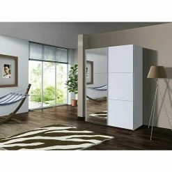 BAUHAUS Express Möbel Schwebetürenschrank Stars B X T X H: 150 X 68 X 236 Cm, Farbe Griff: Aluminiumfarben, Farbe Front: Spiegel, Farbe Korpus: Seidengrau -Schränke Möbel Mall 12 1540