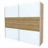 BAUHAUS Express Möbel Schwebetürenschrank Stars B X T X H: 250 X 68 X 236 Cm, Farbe Griff: Aluminiumfarben, Farbe Front: Weiß/Eiche Riviera, Farbe Korpus: Eiche Riviera -Schränke Möbel Mall 12 1543