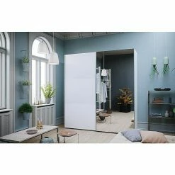 BAUHAUS Express Möbel Schwebetürenschrank Swift B X T X H: 200 X 68 X 216 Cm, Mit Spiegel, Mit Zubehör, Farbe Front: Weiß, Farbe Korpus: Eiche Jackson -Schränke Möbel Mall 12 1562