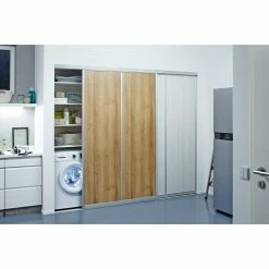 BAUHAUS Room Plaza Easy Schiebetür-Bau-Set Eiche Country/Pinie White, Profilfarbe: Silber -Schränke Möbel Mall 12 16