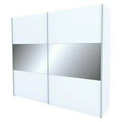 BAUHAUS Express Möbel Schwebetürenschrank Stars B X T X H: 250 X 68 X 236 Cm, Farbe Griff: Aluminiumfarben, Farbe Front: Weiß/Grauspiegel, Farbe Korpus: Weiß