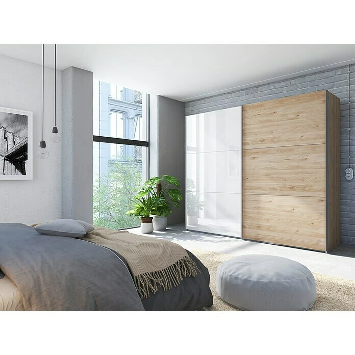 BAUHAUS Express Möbel Schwebetürenschrank Swift B X T X H: 250 X 68 X 216 Cm, Mit Glasfronten, Ohne Zubehör, Farbe Front: Basaltglas/Basalt, Farbe Korpus: Basalt 5 BAUHAUS Express Möbel Schwebetürenschrank Swift B X T X H: 250 X 68 X 216 Cm, Mit Glasfronten, Ohne Zubehör, Farbe Front: Basaltglas/Basalt, Farbe Korpus: Basalt – Bild 3