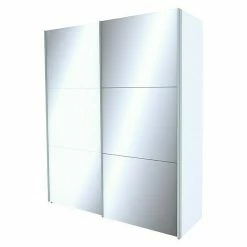 BAUHAUS Express Möbel Schwebetürenschrank Stars B X T X H: 200 X 68 X 216 Cm, Farbe Griff: Aluminiumfarben, Farbe Front: Weißglas/Spiegel, Farbe Korpus: Weiß