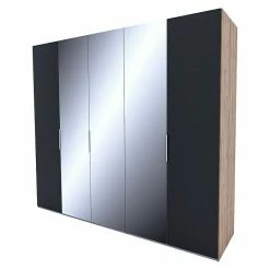 BAUHAUS Express Möbel Drehtürschrank Swift B X T X H: 250 X 58 X 216 Cm, Mit Spiegel, Ohne Zubehör, Farbe Front: Basalt, Farbe Korpus: Eiche Jackson