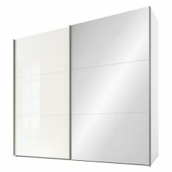 BAUHAUS Express Möbel Schwebetürenschrank Swift B X T X H: 250 X 68 X 216 Cm, Mit Glasfronten & Spiegel, Ohne Zubehör, Farbe Front: Weiß, Farbe Korpus: Weiß