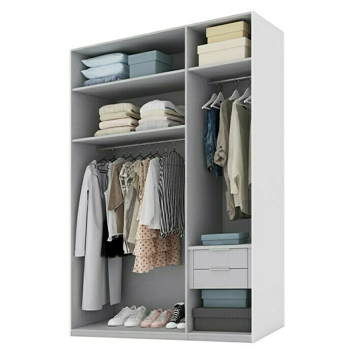 BAUHAUS Express Möbel Schwebetürenschrank Swift B X T X H: 150 X 68 X 216 Cm, Mit Glasfronten, Mit Zubehör, Farbe Front: Weißglas Mittig/Eiche Jackson, Farbe Korpus: Eiche Jackson 5 BAUHAUS Express Möbel Schwebetürenschrank Swift B X T X H: 150 X 68 X 216 Cm, Mit Glasfronten, Mit Zubehör, Farbe Front: Weißglas Mittig/Eiche Jackson, Farbe Korpus: Eiche Jackson – Bild 3