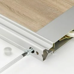 BAUHAUS Room Plaza Easy Schiebetür-Bau-Set Eiche Geplankt/Eiche Trüffel, Profilfarbe: Silber -Schränke Möbel Mall 12 182