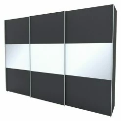 BAUHAUS Express Möbel Schwebetürenschrank Stars B X T X H: 300 X 68 X 216 Cm, Farbe Griff: Alufarben, Farbe Front: Graphit/Weißglas, Farbe Korpus: Graphit