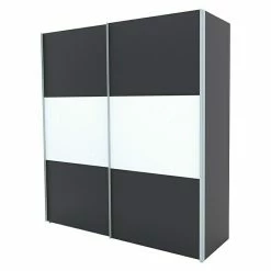 BAUHAUS Express Möbel Schwebetürenschrank Stars B X T X H: 200 X 68 X 216 Cm, Farbe Griff: Alufarben, Farbe Front: Graphit/Weiß, Farbe Korpus: Graphit