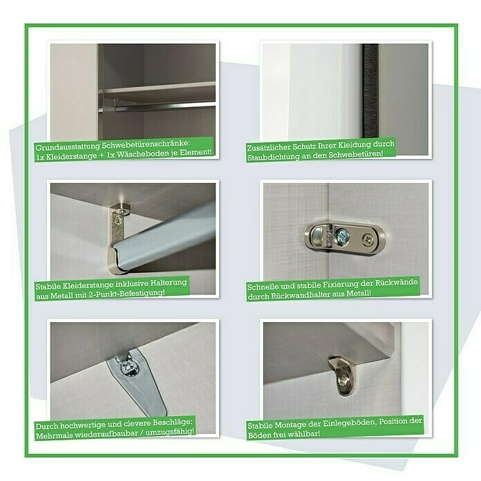 BAUHAUS Express Möbel Schwebetürenschrank Stars B X T X H: 200 X 68 X 216 Cm, Farbe Griff: Alufarben, Farbe Front: Graphit/Weiß, Farbe Korpus: Graphit 6 BAUHAUS Express Möbel Schwebetürenschrank Stars B X T X H: 200 X 68 X 216 Cm, Farbe Griff: Alufarben, Farbe Front: Graphit/Weiß, Farbe Korpus: Graphit – Bild 4