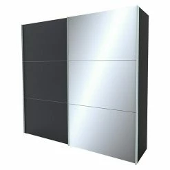 BAUHAUS Express Möbel Schwebetürenschrank Stars B X T X H: 250 X 68 X 236 Cm, Farbe Griff: Aluminiumfarben, Farbe Front: Graphit/Spiegel, Farbe Korpus: Graphit