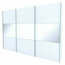 BAUHAUS Express Möbel Schwebetürenschrank Stars B X T X H: 300 X 68 X 216 Cm, Farbe Griff: Aluminiumfarben, Farbe Front: Weiß/Weißglas, Farbe Korpus: Weiß