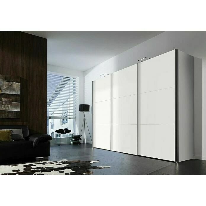 BAUHAUS Express Möbel Schwebetürenschrank Stars B X T X H: 300 X 68 X 216 Cm, Farbe Griff: Aluminiumfarben, Farbe Front: Weiß/Weißglas, Farbe Korpus: Weiß 5 BAUHAUS Express Möbel Schwebetürenschrank Stars B X T X H: 300 X 68 X 216 Cm, Farbe Griff: Aluminiumfarben, Farbe Front: Weiß/Weißglas, Farbe Korpus: Weiß – Bild 3