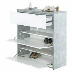 BAUHAUS Phönix Bruno Schuhschrank L X B X H: 38 X 100 X 105,7 Cm, Grau/Weiß -Schränke Möbel Mall 12 1869