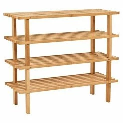 BAUHAUS Zeller Schuhregal L X B X H: 80 X 26 X 49,5 Cm, Braun, Holz -Schränke Möbel Mall 12 204