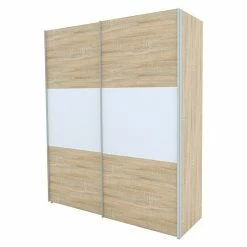 BAUHAUS Express Möbel Schwebetürenschrank Stars B X T X H: 200 X 68 X 236 Cm, Farbe Front: Eiche Sonoma/Weiß, Farbe Korpus: Eiche Sonoma