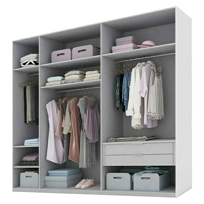 BAUHAUS Express Möbel Schwebetürenschrank Swift Mit Glasfronten, Mit Zubehör, Farbe Front: Basaltglas Außen/Eiche Jackson, Farbe Korpus: Eiche Jackson 6 BAUHAUS Express Möbel Schwebetürenschrank Swift Mit Glasfronten, Mit Zubehör, Farbe Front: Basaltglas Außen/Eiche Jackson, Farbe Korpus: Eiche Jackson – Bild 4