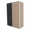 BAUHAUS Express Möbel Schwebetürenschrank Swift Ohne Spiegel, Mit Zubehör, Farbe Front: Basalt/Eiche Jackson, Farbe Korpus: Eiche Jackson -Schränke Möbel Mall 12 313