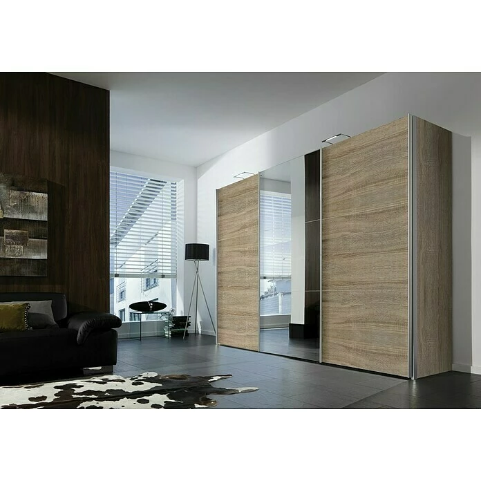 BAUHAUS Express Möbel Schwebetürenschrank Stars B X T X H: 300 X 68 X 236 Cm, Farbe Griff: Aluminiumfarben, Farbe Front: Spiegel, Farbe Korpus: Eiche Sonoma 5 BAUHAUS Express Möbel Schwebetürenschrank Stars B X T X H: 300 X 68 X 236 Cm, Farbe Griff: Aluminiumfarben, Farbe Front: Spiegel, Farbe Korpus: Eiche Sonoma – Bild 3