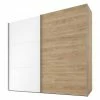 BAUHAUS Express Möbel Schwebetürenschrank Swift Ohne Spiegel, Mit Zubehör, Farbe Front: Weiß/Eiche Jackson Vertikal, Farbe Korpus: Eiche Jackson -Schränke Möbel Mall 12 371