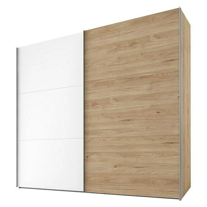 BAUHAUS Express Möbel Schwebetürenschrank Swift Ohne Spiegel, Mit Zubehör, Farbe Front: Weiß/Eiche Jackson Vertikal, Farbe Korpus: Eiche Jackson 3 BAUHAUS Express Möbel Schwebetürenschrank Swift Ohne Spiegel, Mit Zubehör, Farbe Front: Weiß/Eiche Jackson Vertikal, Farbe Korpus: Eiche Jackson