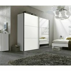 BAUHAUS Express Möbel Schwebetürenschrank Stars B X T X H: 250 X 68 X 236 Cm, Farbe Griff: Aluminiumfarben, Farbe Front: Weiß/Spiegel, Farbe Korpus: Weiß -Schränke Möbel Mall 12 425
