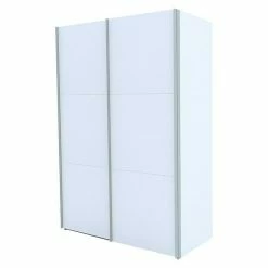 BAUHAUS Express Möbel Schwebetürenschrank Stars B X T X H: 150 X 68 X 216 Cm, Farbe Griff: Aluminiumfarben, Farbe Front: Weiß, Farbe Korpus: Weiß