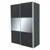BAUHAUS Express Möbel Schwebetürenschrank Stars B X T X H: 150 X 68 X 216 Cm, Farbe Griff: Alufarben, Farbe Front: Graphit/Grauspiegel Mittig, Farbe Korpus: Graphit -Schränke Möbel Mall 12 459