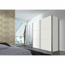 BAUHAUS Express Möbel Schwebetürenschrank Stars B X T X H: 200 X 68 X 236 Cm, Farbe Griff: Aluminiumfarben, Farbe Front: Weiß, Farbe Korpus: Weiß -Schränke Möbel Mall 12 483