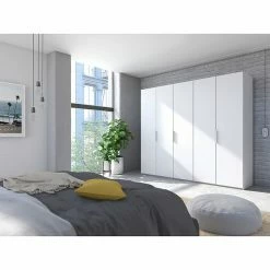 BAUHAUS Express Möbel Drehtürschrank Swift B X T X H: 250 X 58 X 216 Cm, Mit Spiegel, Ohne Zubehör, Farbe Front: Weiß, Farbe Korpus: Weiß -Schränke Möbel Mall 12 510