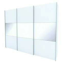 BAUHAUS Express Möbel Schwebetürenschrank Stars B X T X H: 300 X 68 X 236 Cm, Farbe Griff: Aluminiumfarben, Farbe Front: Weiß/Weißglas, Farbe Korpus: Weiß