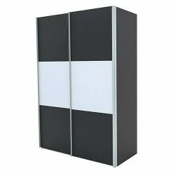 BAUHAUS Express Möbel Schwebetürenschrank Stars B X T X H: 150 X 68 X 236 Cm, Farbe Griff: Alufarben, Farbe Front: Graphit/Weiß, Farbe Korpus: Graphit