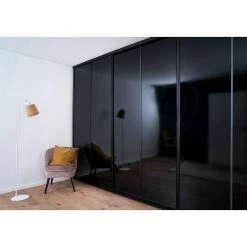 BAUHAUS Room Plaza Easy Schiebetür-Bau-Set Hochglanz Schwarz/Hochglanz Weiß, Profilfarbe: Schwarz -Schränke Möbel Mall 12 56