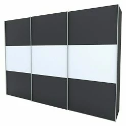 BAUHAUS Express Möbel Schwebetürenschrank Stars B X T X H: 300 X 68 X 216 Cm, Farbe Griff: Alufarben, Farbe Front: Graphit/Weiß, Farbe Korpus: Graphit