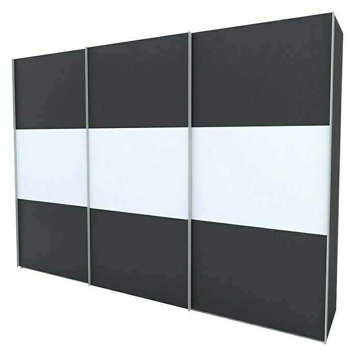 BAUHAUS Express Möbel Schwebetürenschrank Stars B X T X H: 300 X 68 X 216 Cm, Farbe Griff: Alufarben, Farbe Front: Graphit/Weiß, Farbe Korpus: Graphit 3 BAUHAUS Express Möbel Schwebetürenschrank Stars B X T X H: 300 X 68 X 216 Cm, Farbe Griff: Alufarben, Farbe Front: Graphit/Weiß, Farbe Korpus: Graphit