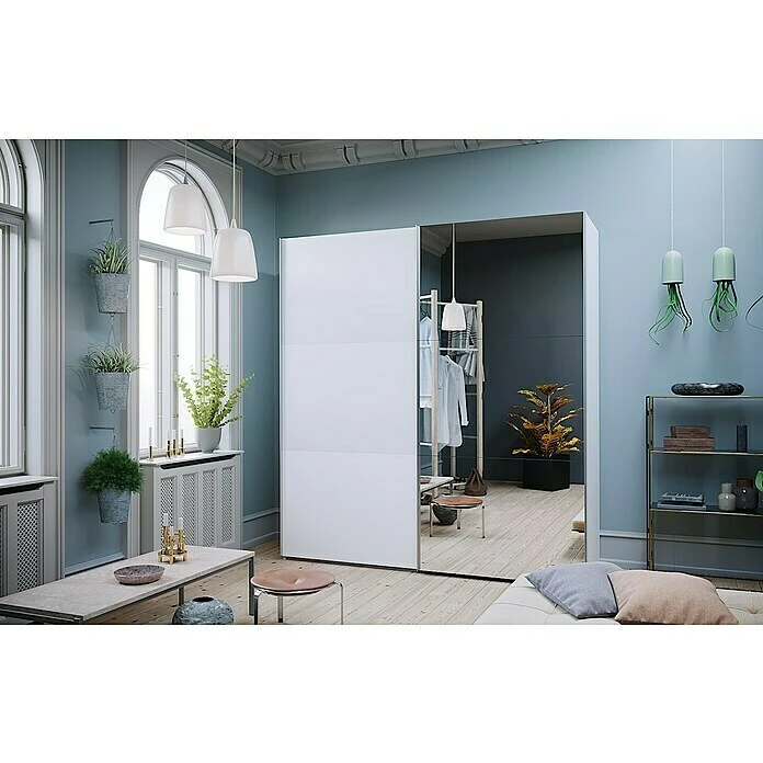 BAUHAUS Express Möbel Schwebetürenschrank Swift B X T X H: 200 X 68 X 250 Cm, Mit Spiegel, Ohne Zubehör, Farbe Front: Basalt, Farbe Korpus: Eiche Jackson 5 BAUHAUS Express Möbel Schwebetürenschrank Swift B X T X H: 200 X 68 X 250 Cm, Mit Spiegel, Ohne Zubehör, Farbe Front: Basalt, Farbe Korpus: Eiche Jackson – Bild 3