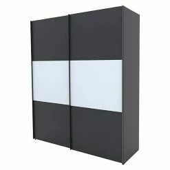 BAUHAUS Express Möbel Schwebetürenschrank Stars B X T X H: 200 X 68 X 236 Cm, Farbe Griff: Graphitfarben, Farbe Front: Graphit/Weiß, Farbe Korpus: Graphit